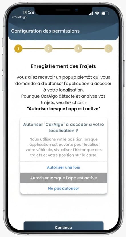 Localisation lorsque l'application est active