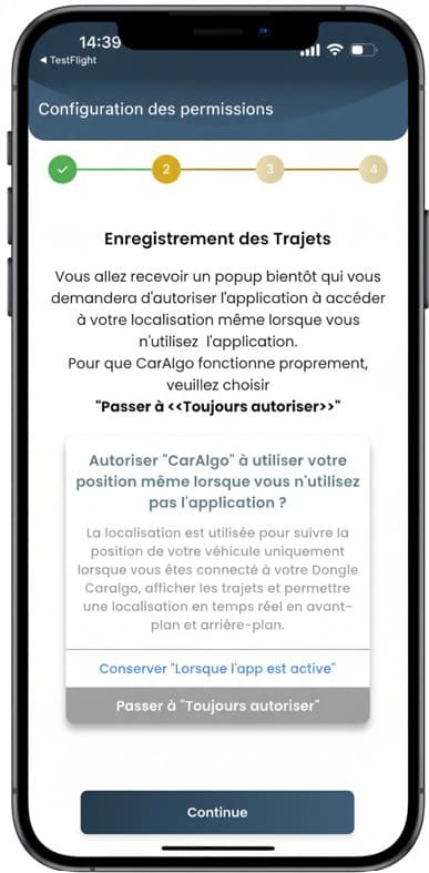 Localisation lorsque l'application est inactive