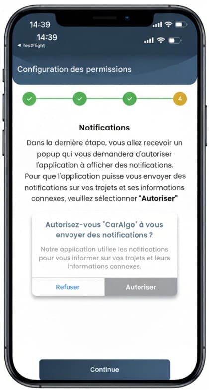 Notifications push pour les alertes de conduite